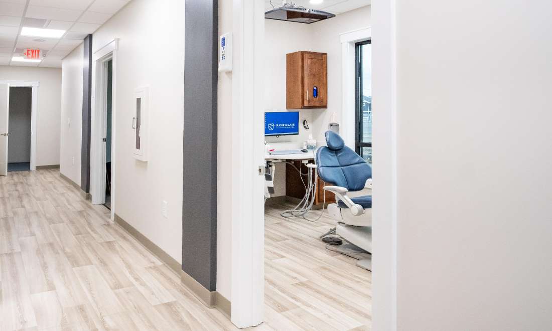 bright and welcoming hallway to treatment rooms